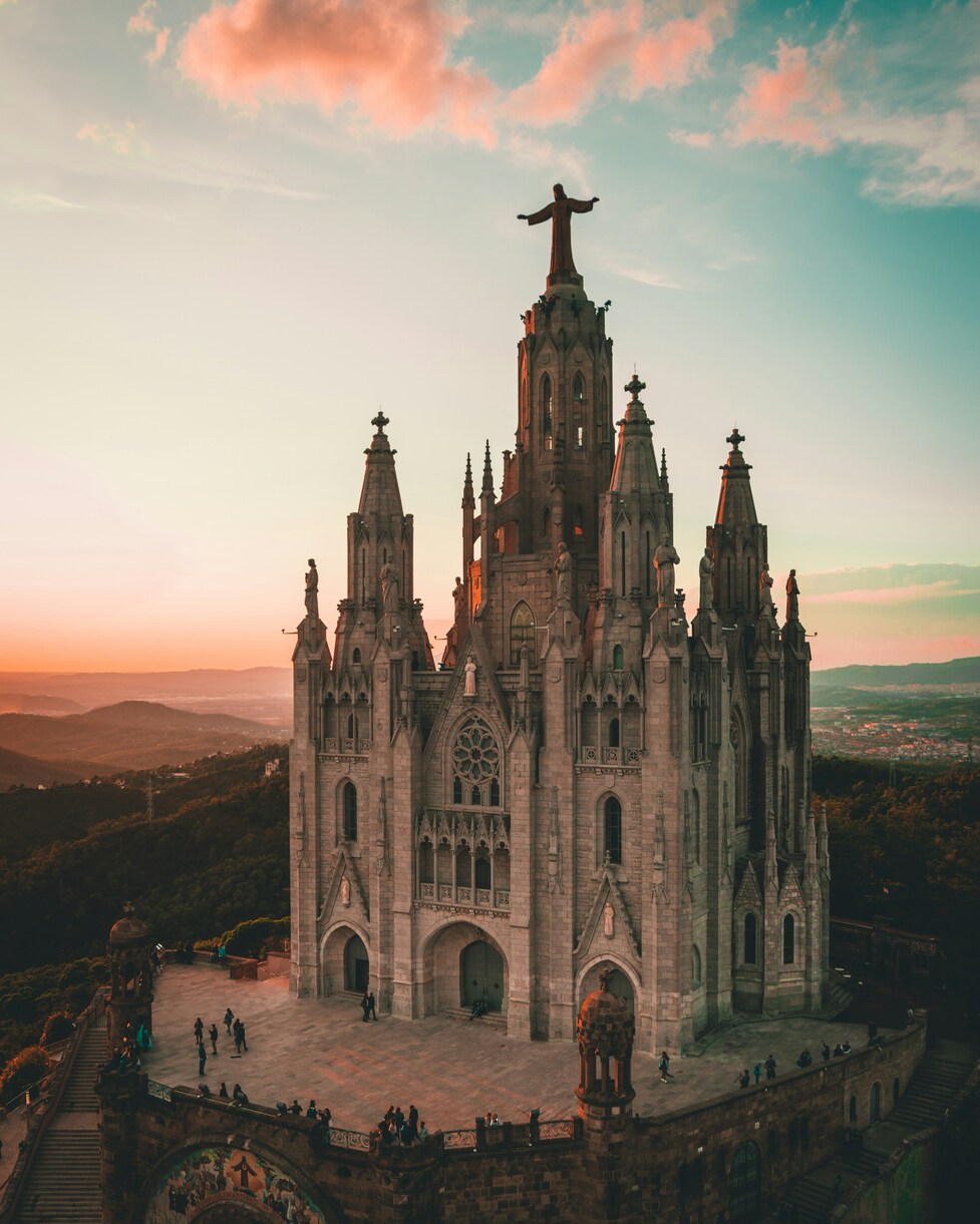 European cathedral at golden hour